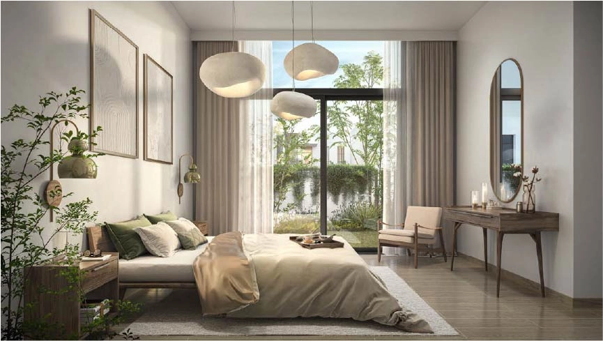Modern interiors with recycled materials and green features in The Sustainable City
